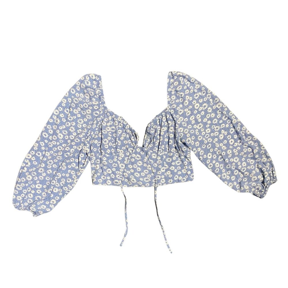 Blue Floral Crop